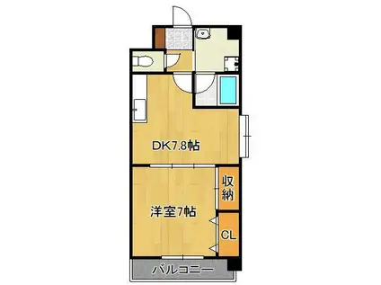 サンライズK(1DK/1階)の間取り写真