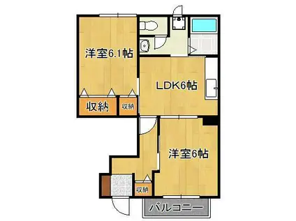 リバ-サイド広徳(2DK/1階)の間取り写真