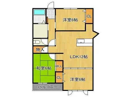 ノベルティデジル(3LDK/2階)の間取り写真