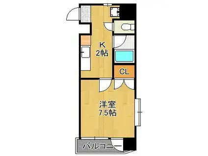 ニューサンリバー 6番館(1K/4階)の間取り写真