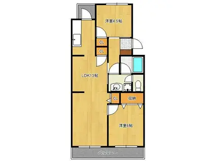 プレジデントタカヤ(2LDK/4階)の間取り写真