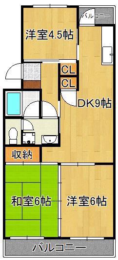 プレジデントタカヤ(3DK/3階)の間取り写真