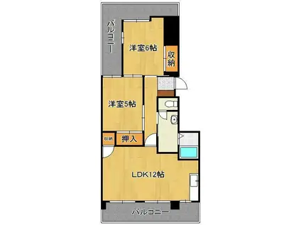 渡邊ビル(2LDK/3階)の間取り写真