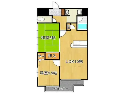 ケイジュカン Ⅰ(2LDK/5階)の間取り写真