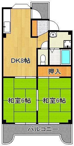ムーブ奈須本(2DK/3階)の間取り写真