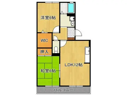 リバーフィールドⅡ(2LDK/2階)の間取り写真