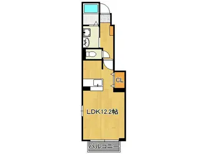 フィオーレ長行東二番館(ワンルーム/1階)の間取り写真