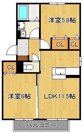 リセーラ(2LDK/2階)の間取り写真