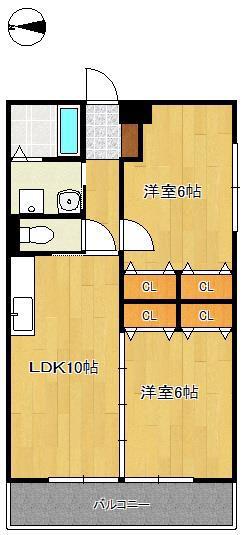 アニヴェルセル守恒(2LDK/1階)の間取り写真