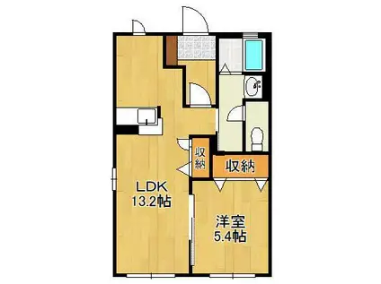 グランディール愛3(1LDK/1階)の間取り写真