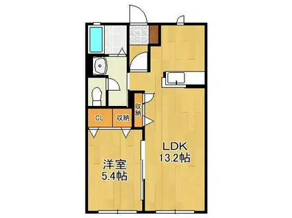 グランディール愛3(1LDK/2階)の間取り写真