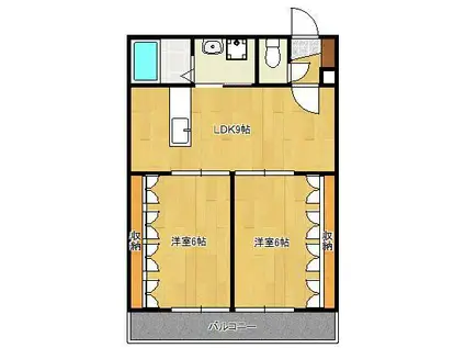 ベルリーフMOZU(2LDK/2階)の間取り写真