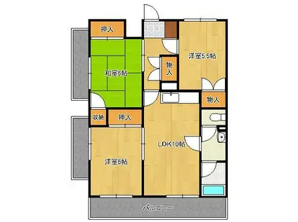 北方ハヤシビル1(3LDK/5階)の間取り写真