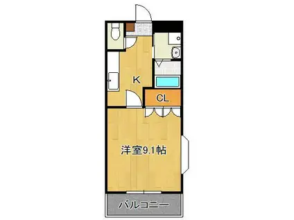 アメニティ徳力(1K/1階)の間取り写真