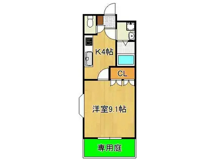 アメニティ徳力(1K/1階)の間取り写真