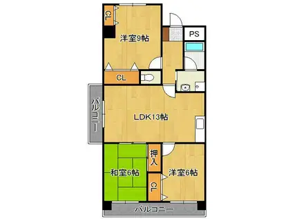 フルーレ嵐山(3LDK/1階)の間取り写真