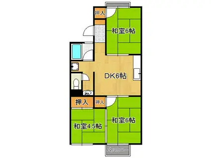 サンハイツタナカ(3DK/2階)の間取り写真