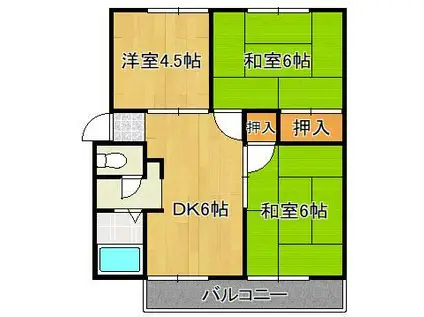 サンシティ栄B棟(3DK/2階)の間取り写真