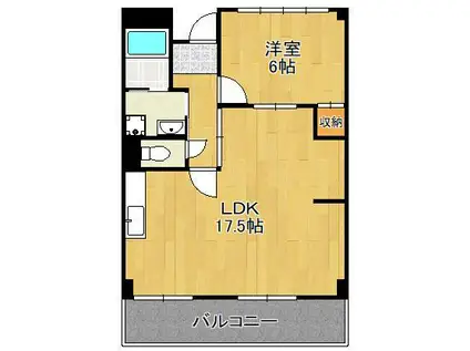 佐藤ビル(1LDK/2階)の間取り写真