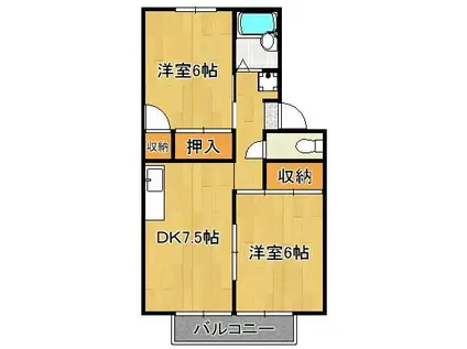 セジュール守恒C棟(2DK/2階)の間取り写真