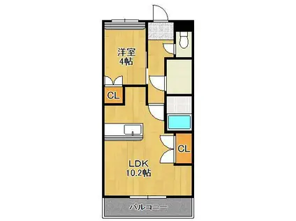 シャーレ大喜(1LDK/2階)の間取り写真