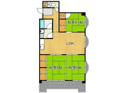 オアシス若園Ⅲ(3LDK/4階)の間取り写真