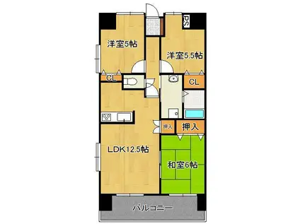 オータムパレス(3LDK/5階)の間取り写真