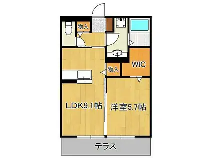 RIVER PROMENADE(1LDK/1階)の間取り写真