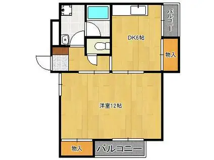 ビブレ北方(1DK/4階)の間取り写真