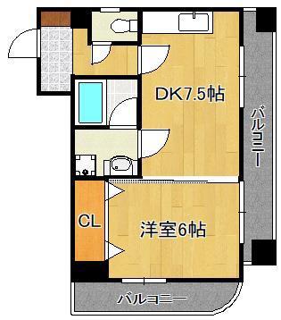 ビブレ北方(1DK/7階)の間取り写真