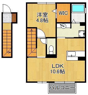 エスポワールモモ(1LDK/2階)の間取り写真
