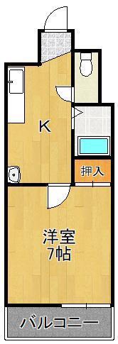 ビブレ城野(1K/7階)の間取り写真