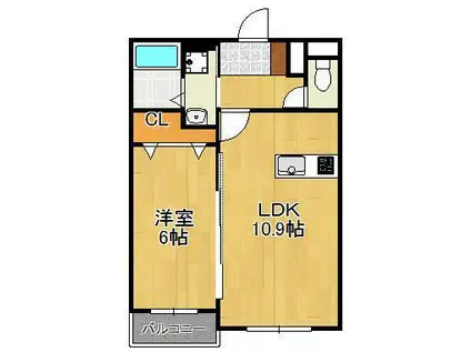プレステージ嵐山Ⅱ(1LDK/1階)の間取り写真