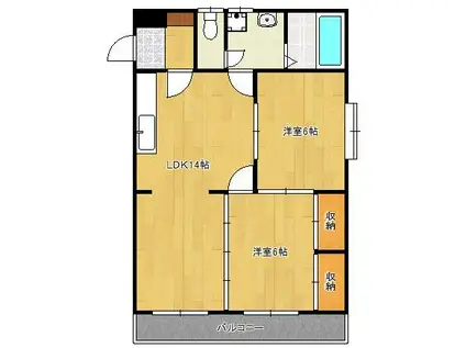 ヒルズ守恒(2LDK/4階)の間取り写真