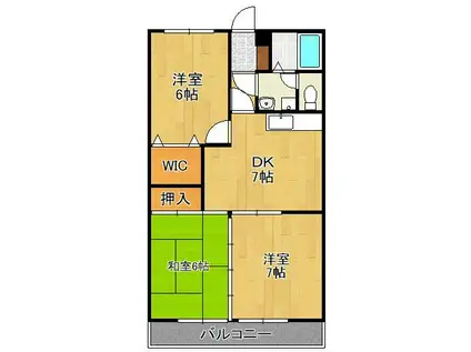 ヒルズ守恒(3DK/1階)の間取り写真