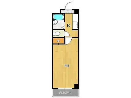 KMマンション北方(1K/4階)の間取り写真