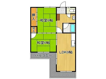 コーポラスホワイト(2LDK/1階)の間取り写真