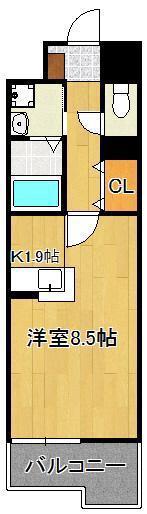 ベーシック・グローブ(1K/8階)の間取り写真
