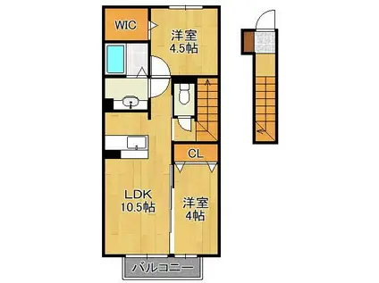ル・メイユール・スーヴニール(2LDK/2階)の間取り写真