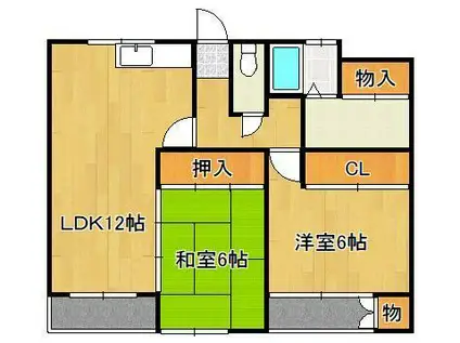 ゴールドハイツ湯川(2LDK/2階)の間取り写真