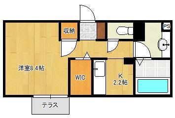 D-ROOM城野(1K/1階)の間取り写真