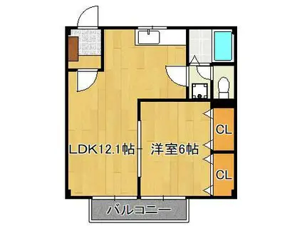 エクセル長尾(1LDK/2階)の間取り写真