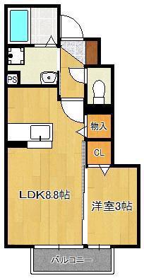 フォルトナ カーサ(1LDK/1階)の間取り写真