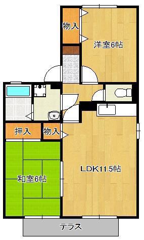 フローラ湯川B棟(2LDK/2階)の間取り写真