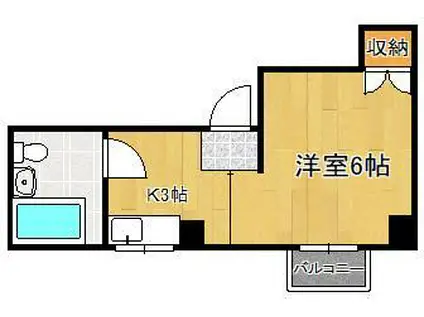 コーポラス旭(ワンルーム/2階)の間取り写真