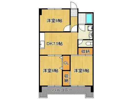 アネシス守恒(3DK/2階)の間取り写真