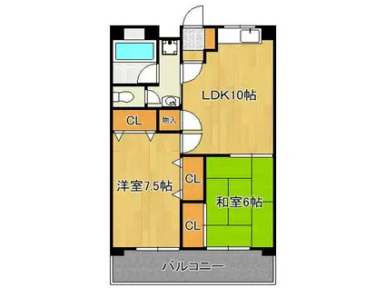 第二寿ビル(2LDK/3階)の間取り写真