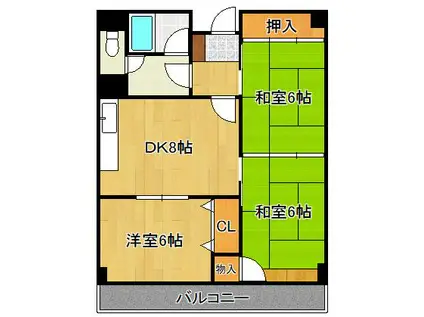 プレアール志徳(3DK/4階)の間取り写真