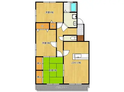 サンヒルズ守恒(3LDK/3階)の間取り写真