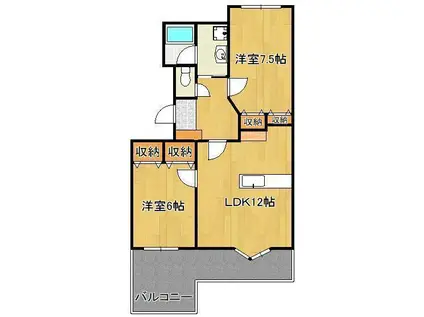 レイブリック東水町(2LDK/2階)の間取り写真